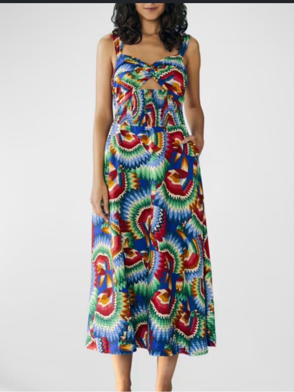 🌴 FARM RIO 🌴 Chevron Toucans Midi Dress
